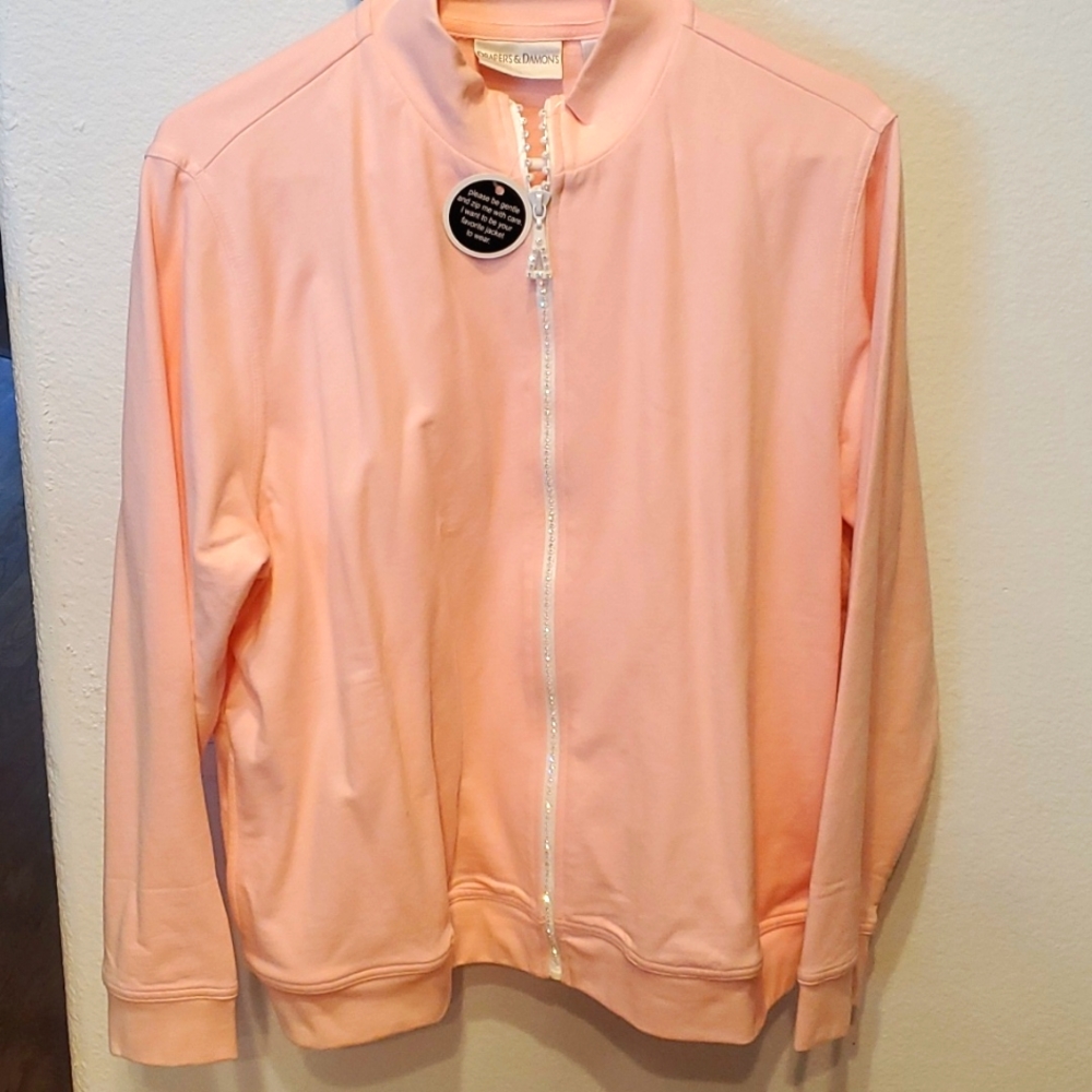 Pink crystal zip up jacket